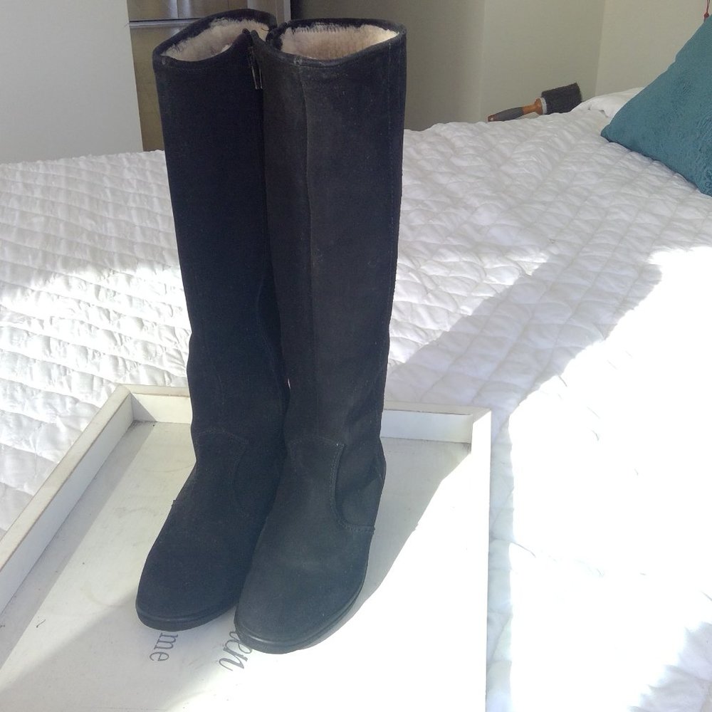 Morlands vintage suede knee high boot black 7